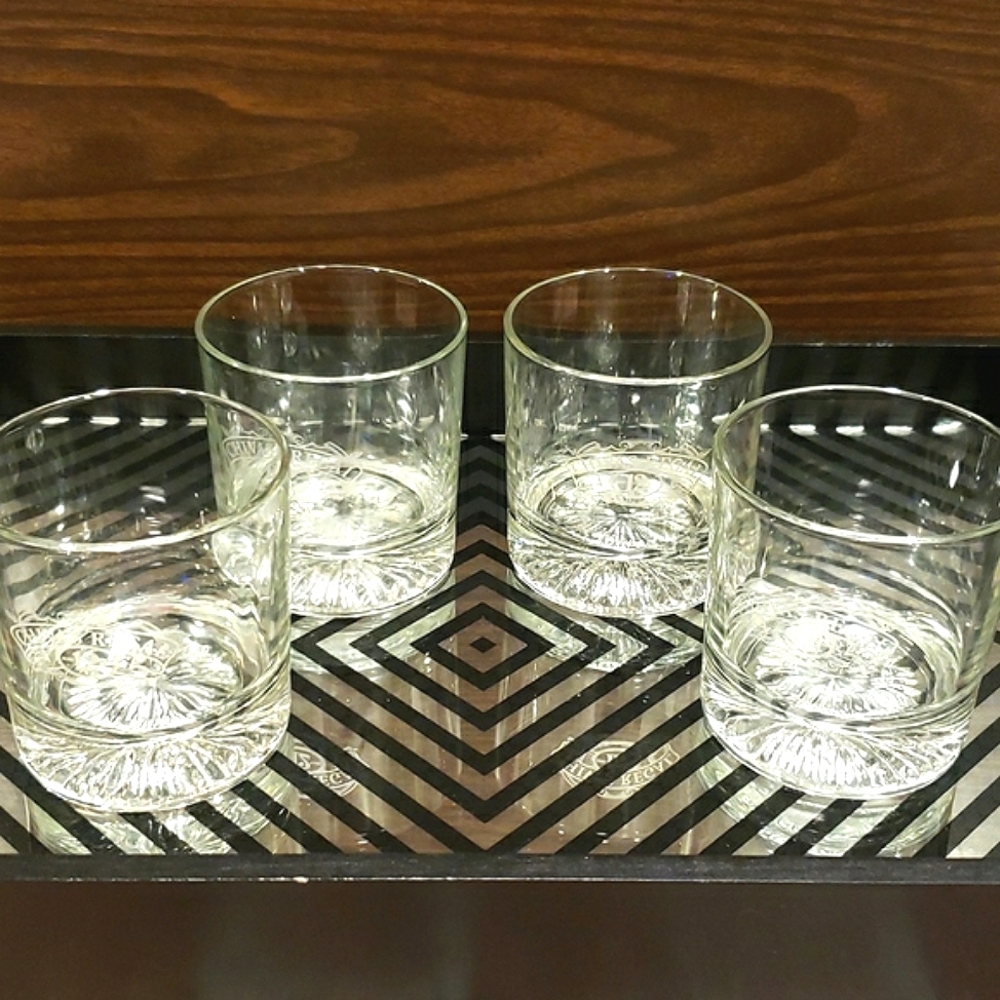 4 CHIVAS REGAL 12 ETCHED WHISKEY LOWBALL ROCKS OLD FASHION GLASSES